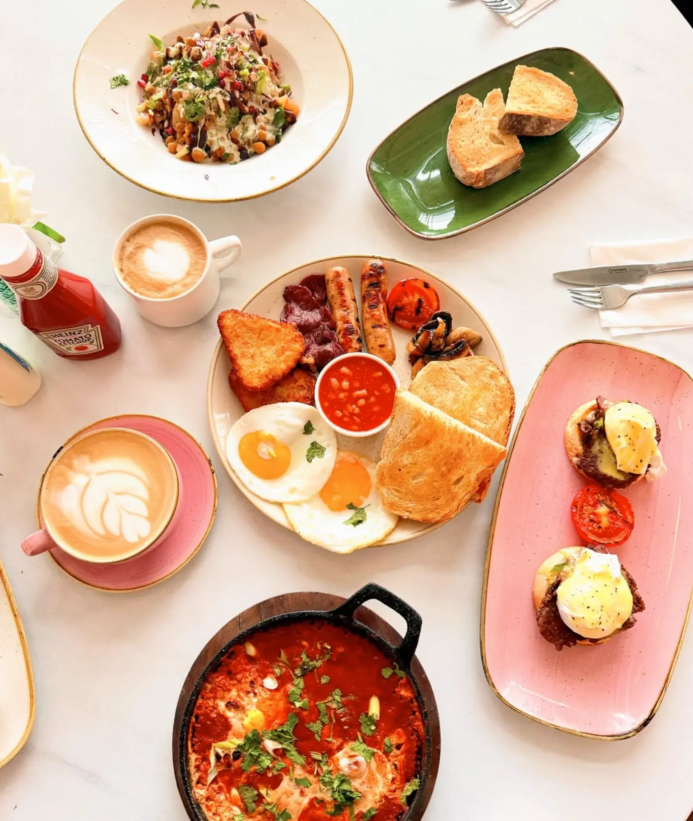 Full breakfast spread