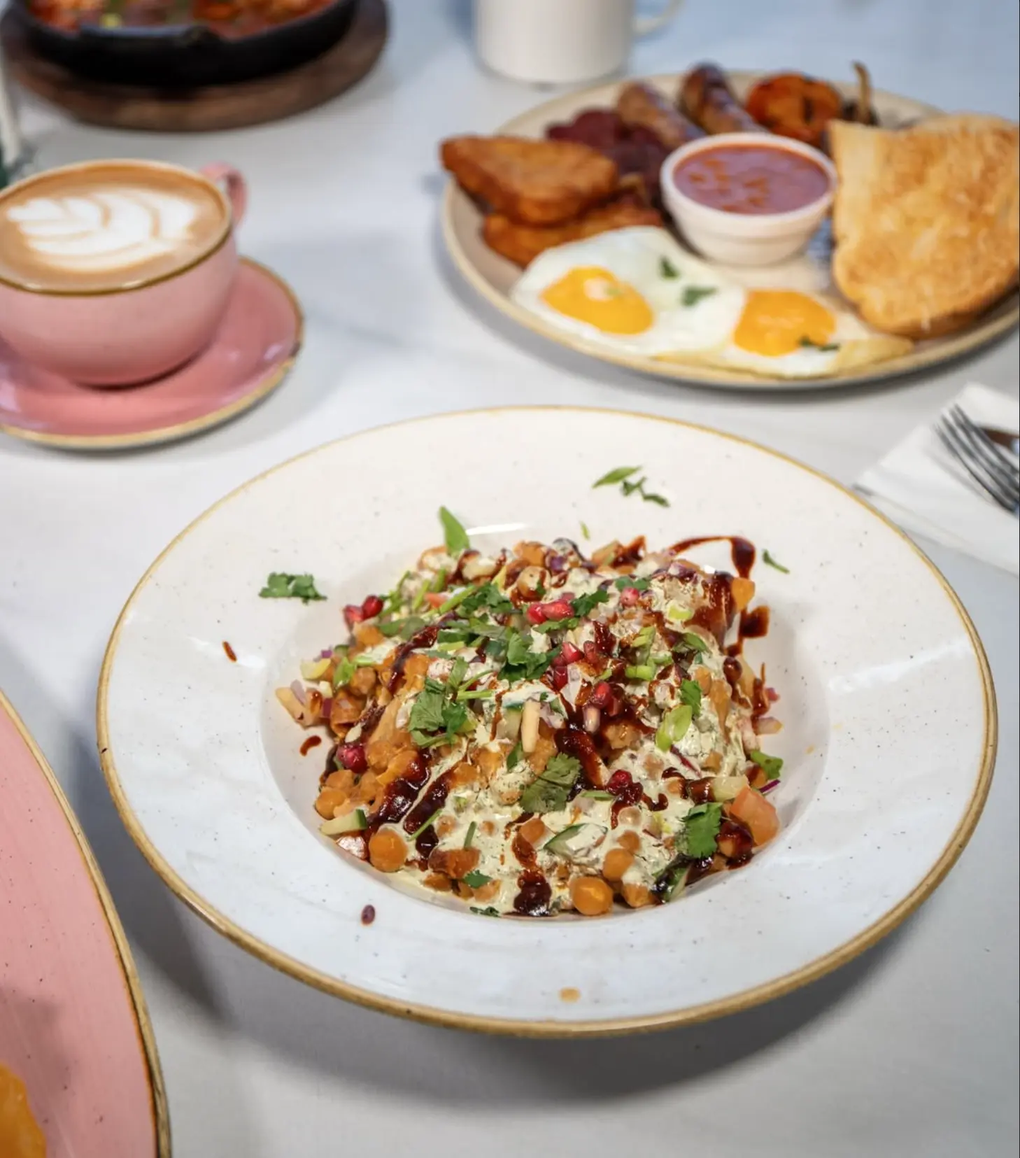 Chaat with chutneys and toppings