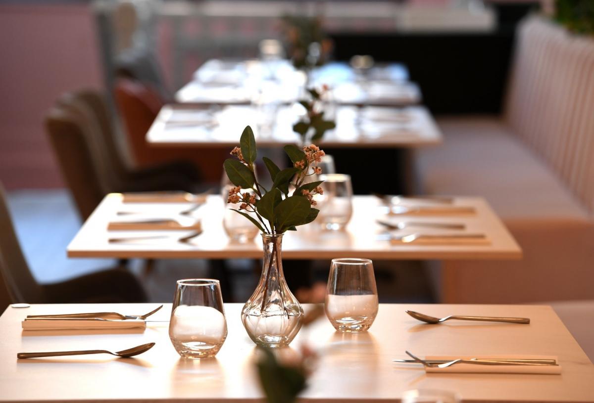 Elegant table setting at Café J'Adore restaurant in Bradford